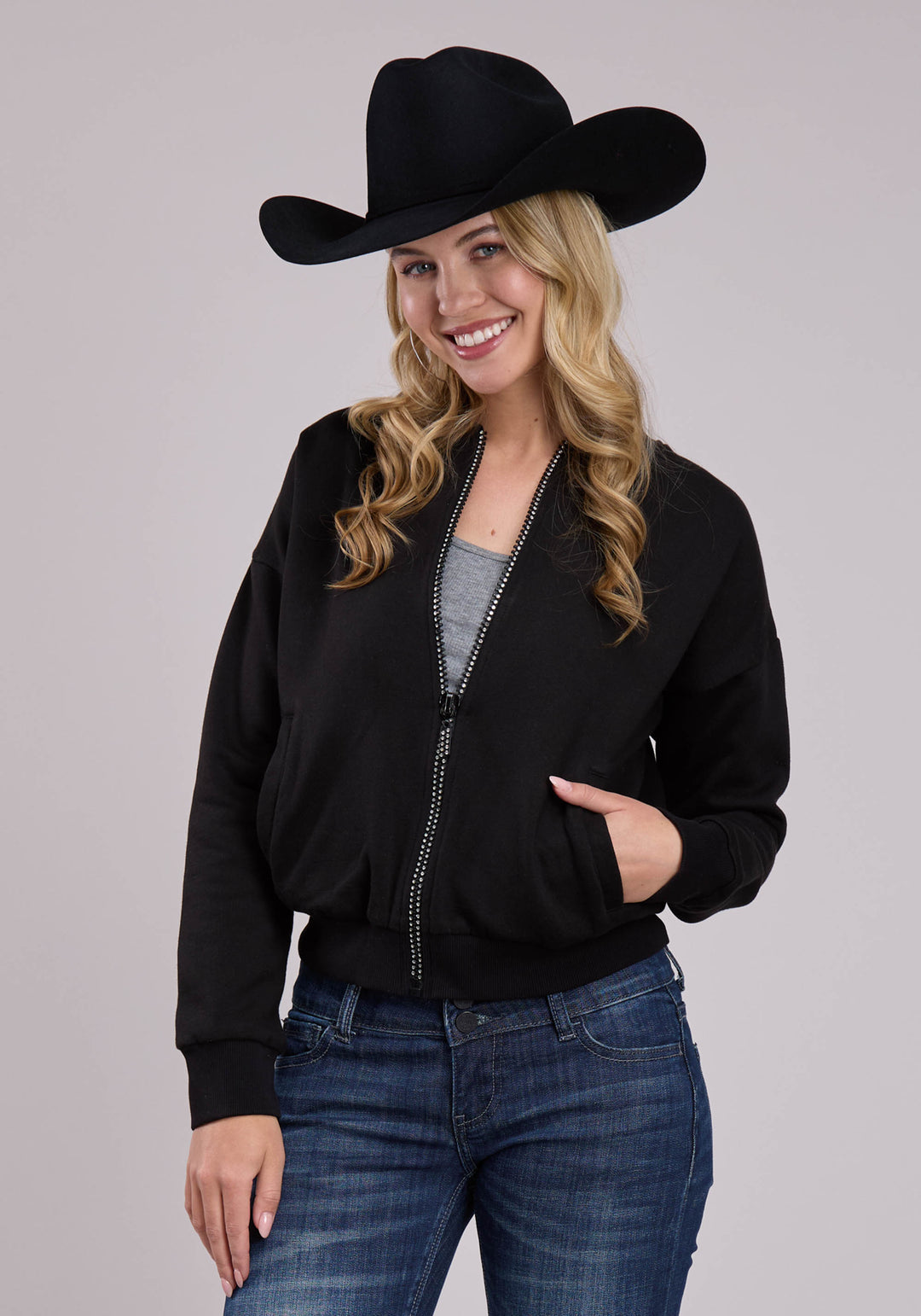 WOMENS JACKET ZIPPER COTTON FLEECE ZIP FRNT SWEATSHIRT WESTERN JACKET