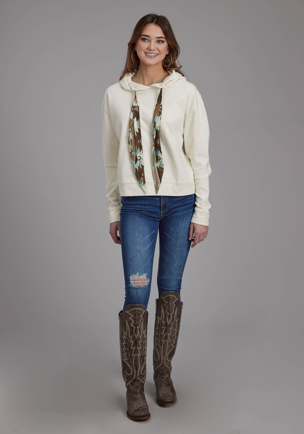 WOMENS SLOUCHIE COTTON HOODIE PULLOVER JACKET