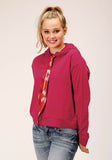 WOMENS KNIT BERRY PINK FRENCH TERRY SWEATSHIRT