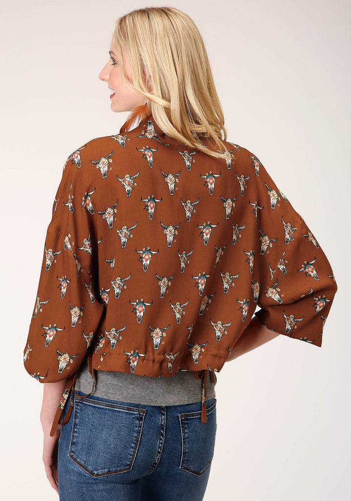 WOMENS COWSKULLS PRINT DOLMAN SLEEVE JACKET