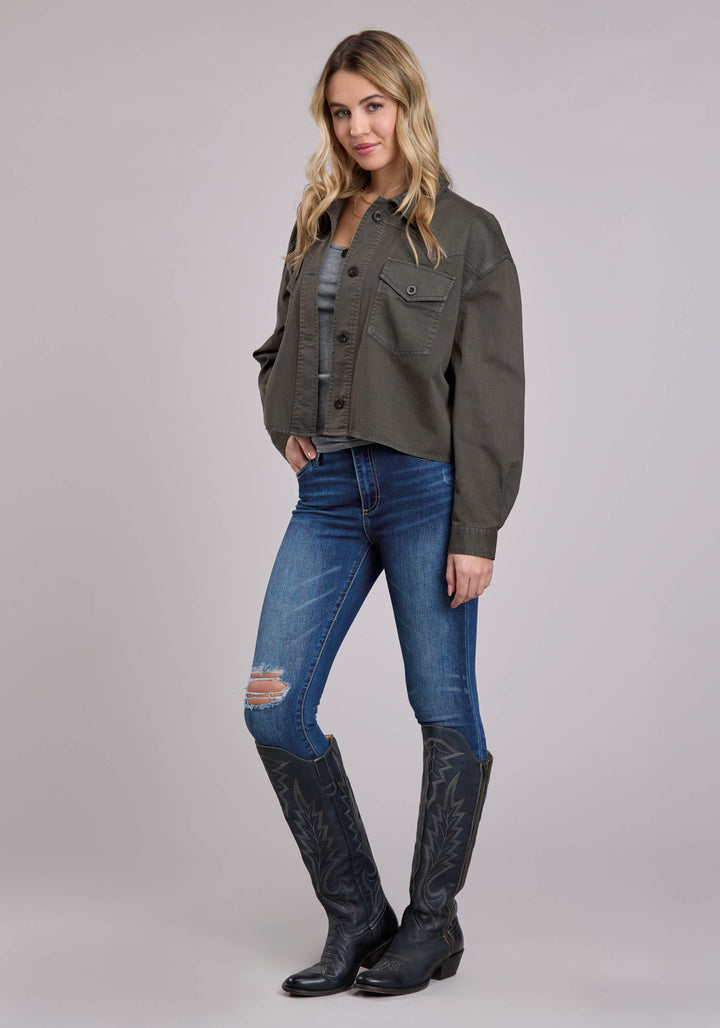 WOMENS JACKET BUTTON PIGMENT DYED WESTERN JACKET