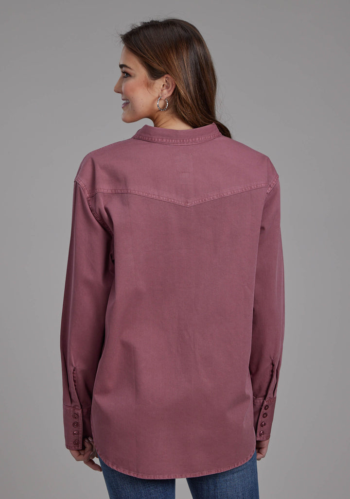 WOMENS SOLID TWILL PIGMENT DYED BUTTON JACKET
