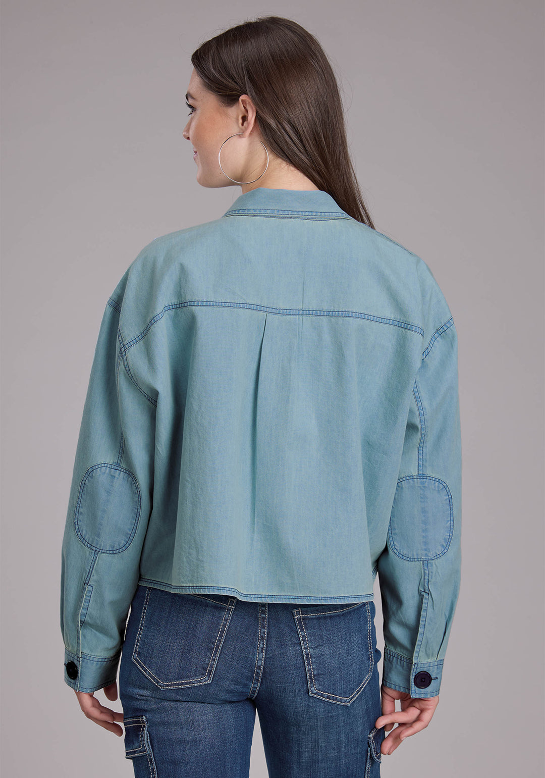 WOMENS LIGHT BLUE DENIM BUTTON JACKET