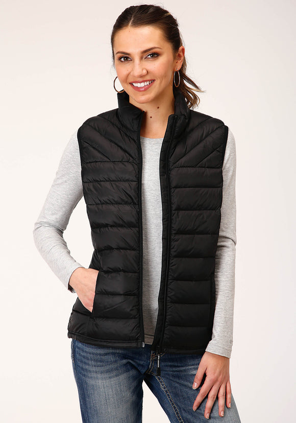 WOMENS DOWN  CUSHABLE DOWN FILLED VEST  BLACK