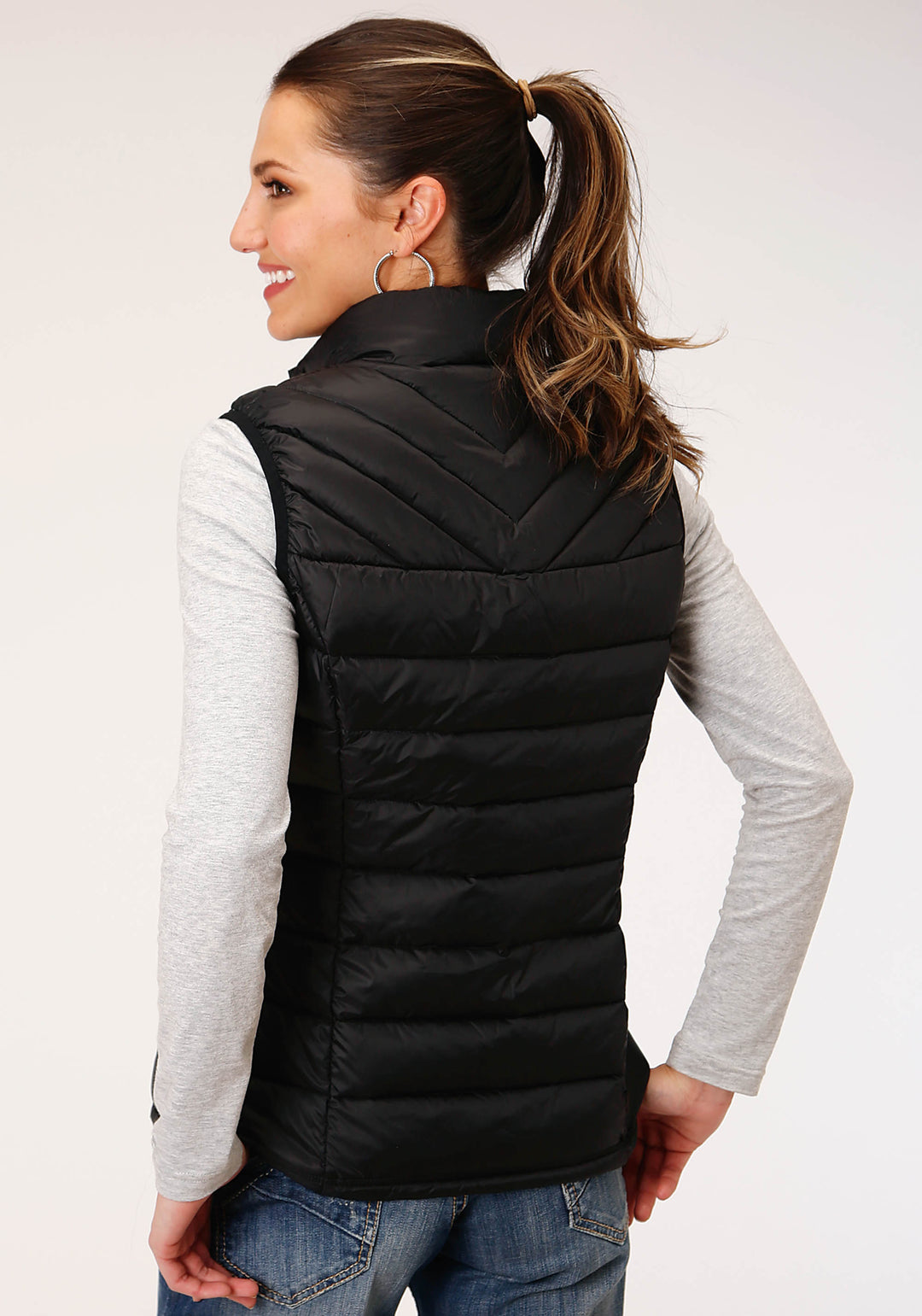 WOMENS DOWN  CUSHABLE DOWN FILLED VEST  BLACK