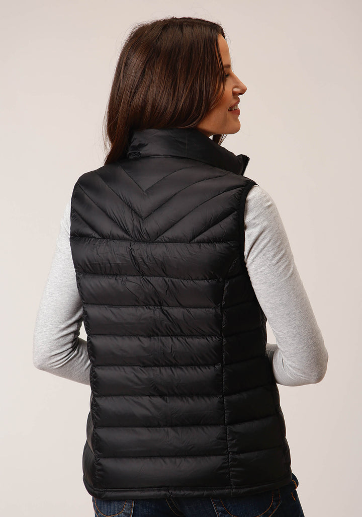 WOMENS DOWN  BLACK NYLON DWN PROOF COATED VEST