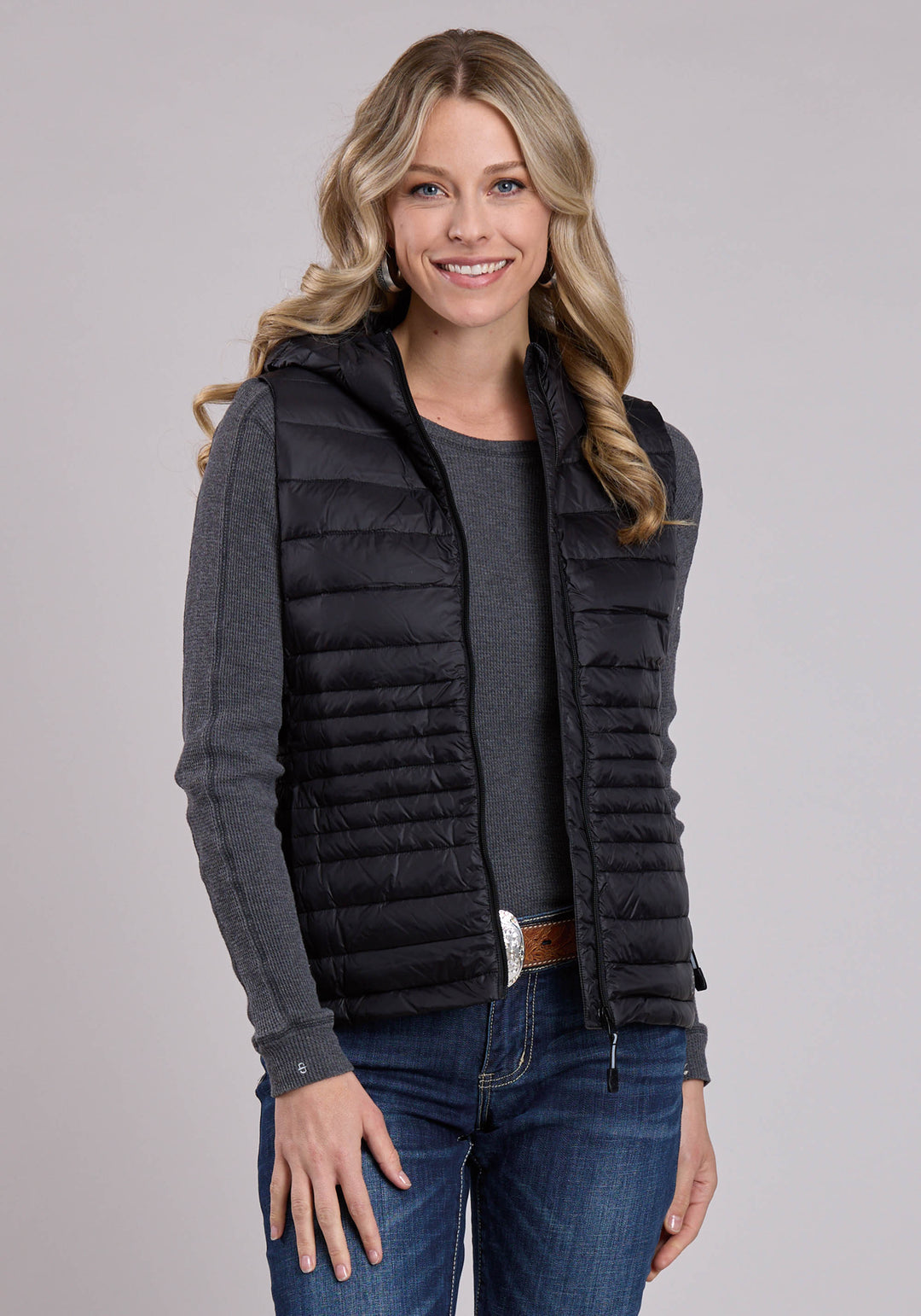 WOMENS VEST ZIPPER NYLON DOWN PROOF COATED WESTERN VEST