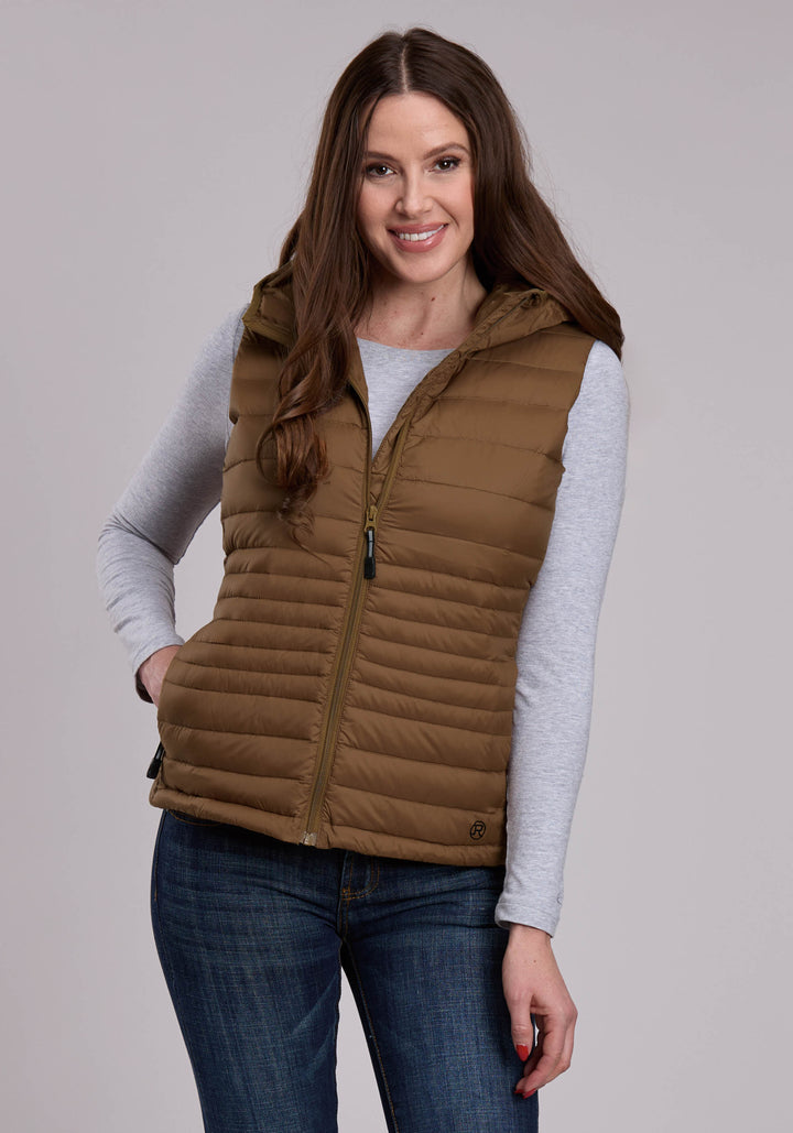 WOMENS ROPER CRUSHABLE DOWN FILLED WESTERN HOODED VEST