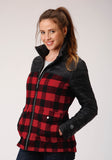 WOMENS BLACK POLY FILLED CRUSHABLE  ZIP FRONT JACKET