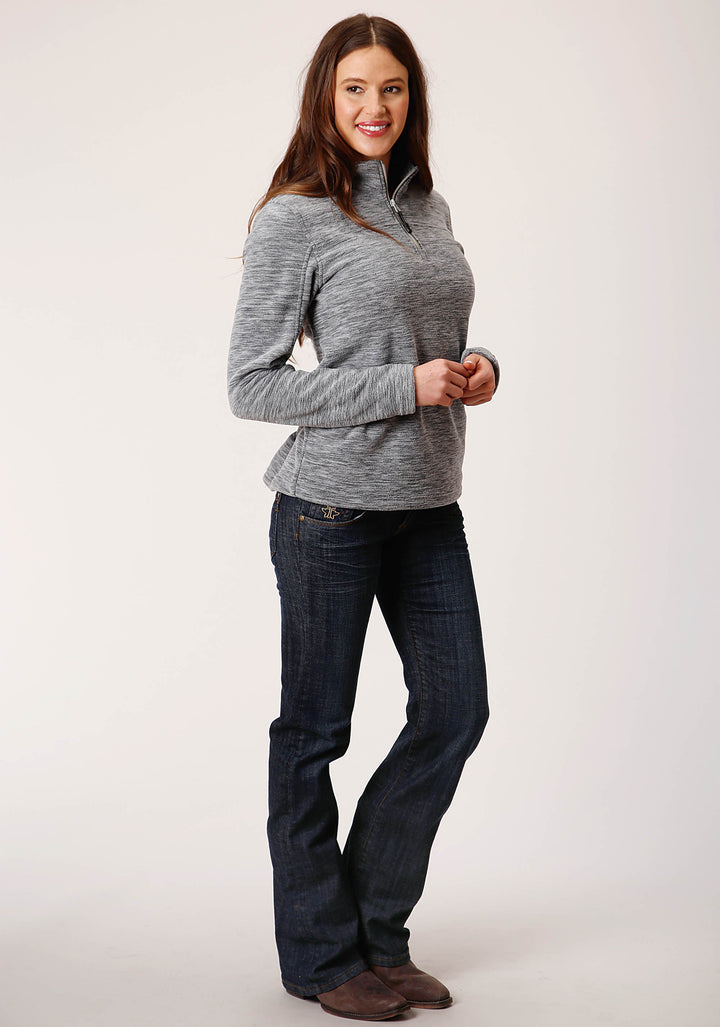 WOMENS HEATHERED GREY FLEECE PULLOVER