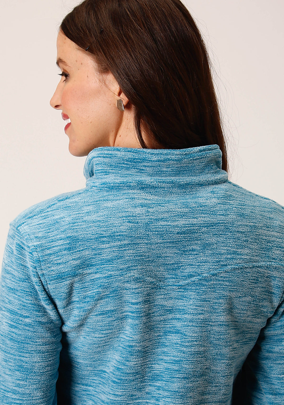 WOMENS HEATHERED TEAL FLEECE  PULLOVER