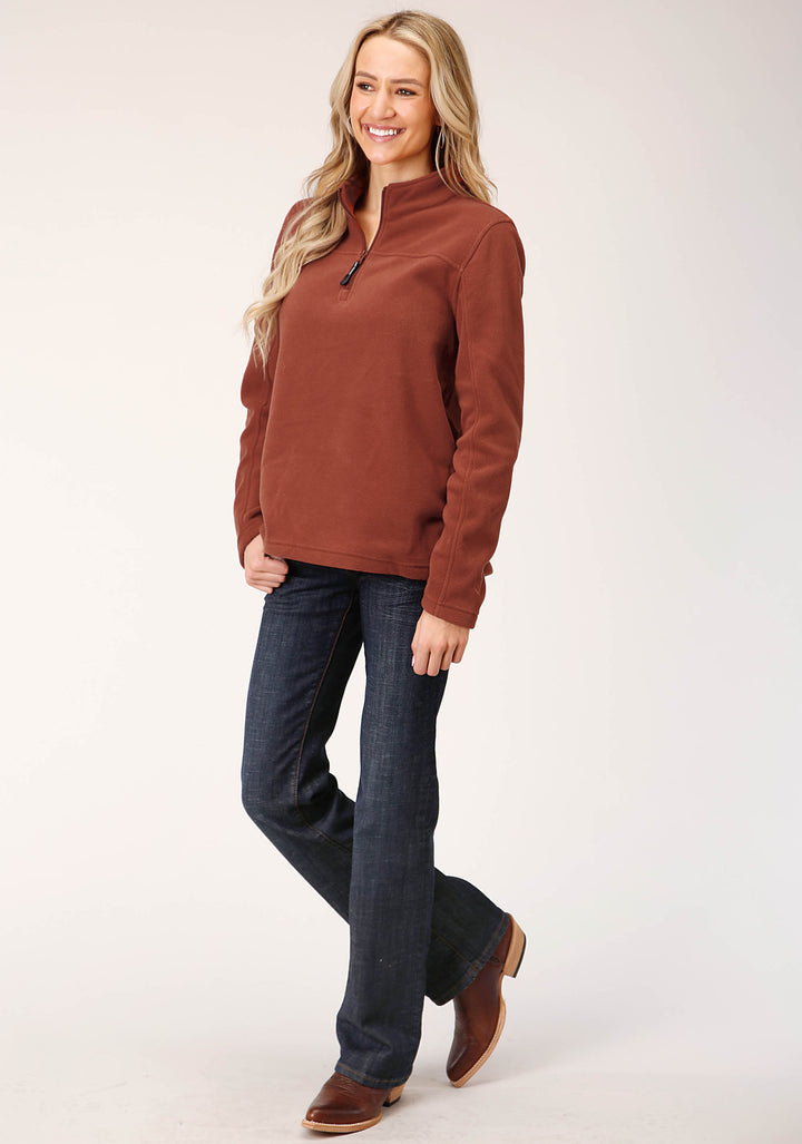 WOMENS SIENNA RUST MICRO FLEECE PULLOVER