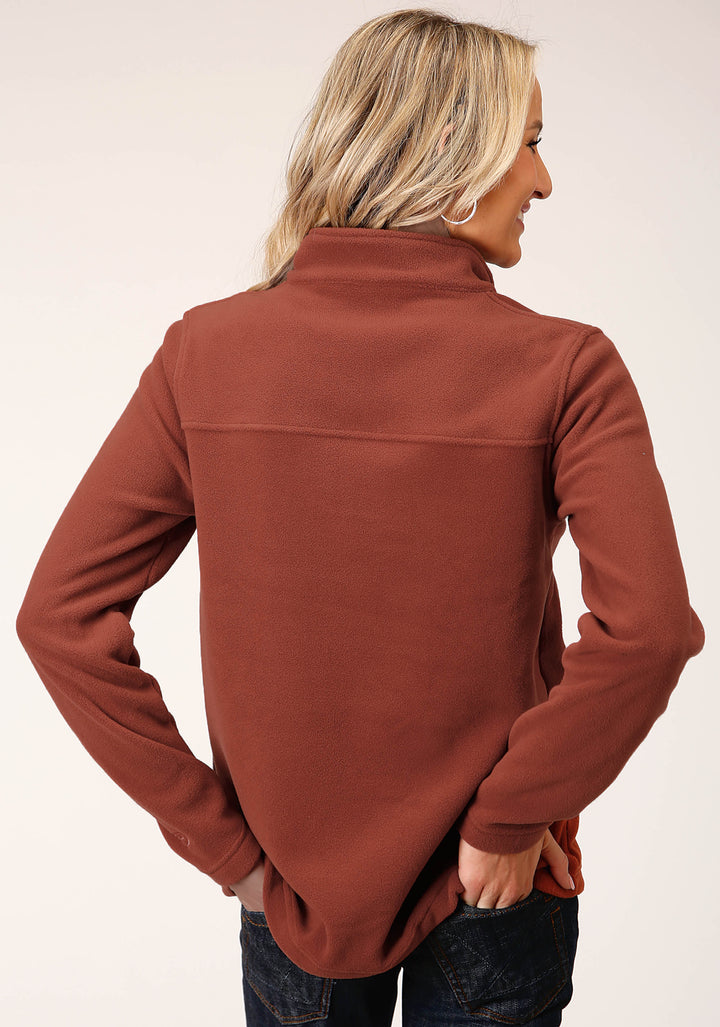 WOMENS SIENNA RUST MICRO FLEECE PULLOVER