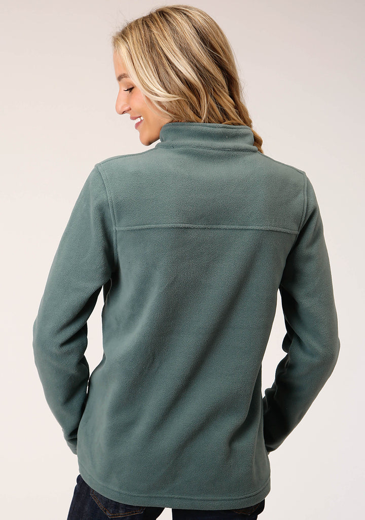 WOMENS MISTY GREEN MICRO FLEECE PULLOVER