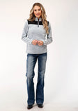 WOMENS HTHR GREY MICRO FLEECE PULLOVER