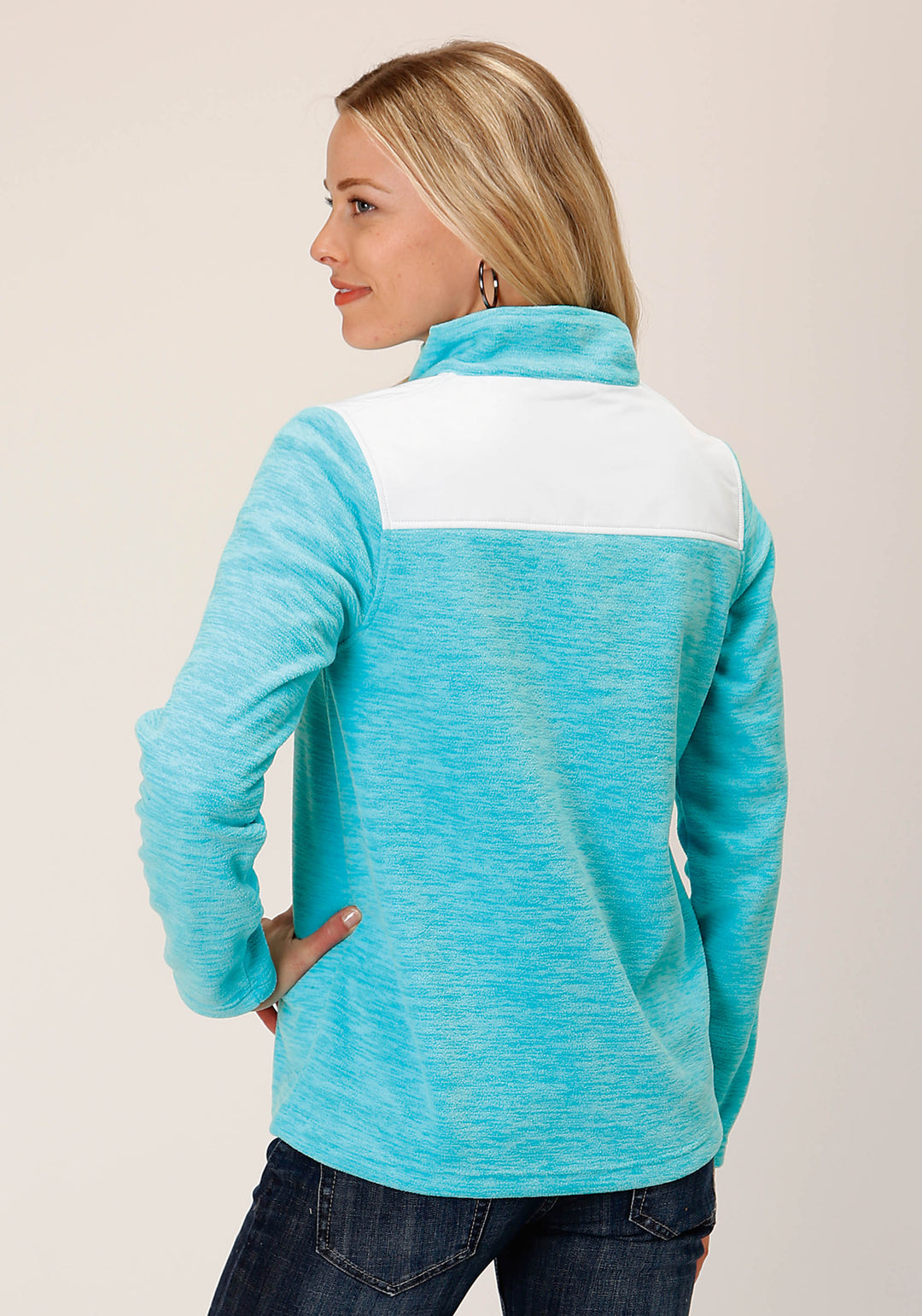 WOMENS HTHR TURQUOISE MICRO FLEECE PULLOVER