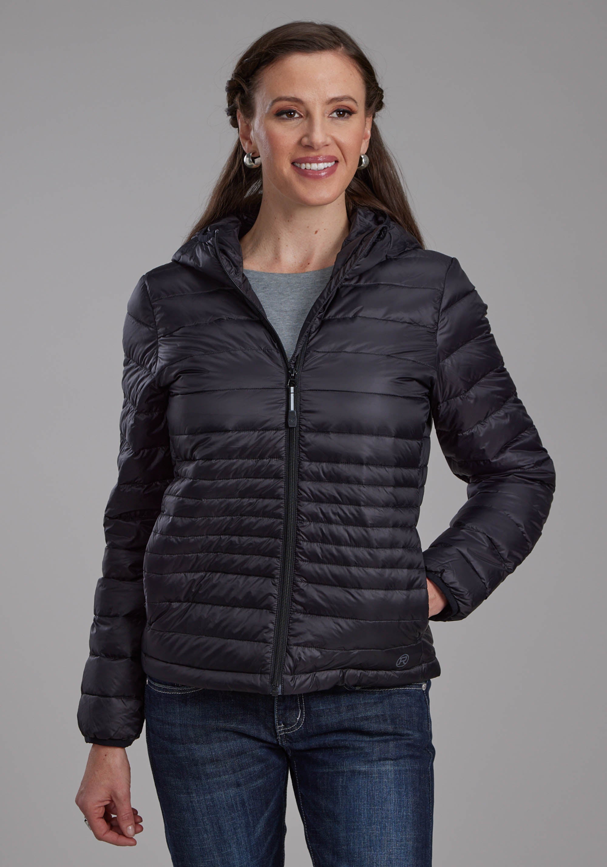 ES.1　NYLON JACKET　BLACK　SizeM Womens Black Nylon Down Zipper Jacket – Roper Apparel & Footwear