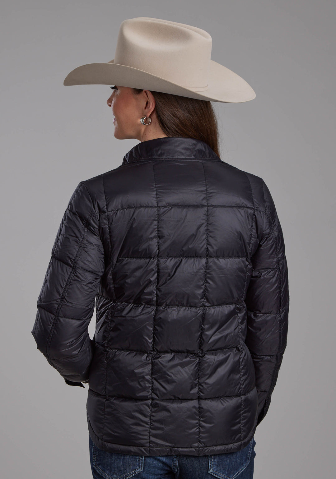 WOMENS BLACK NYLON SHIRT ZIPPER JACKET