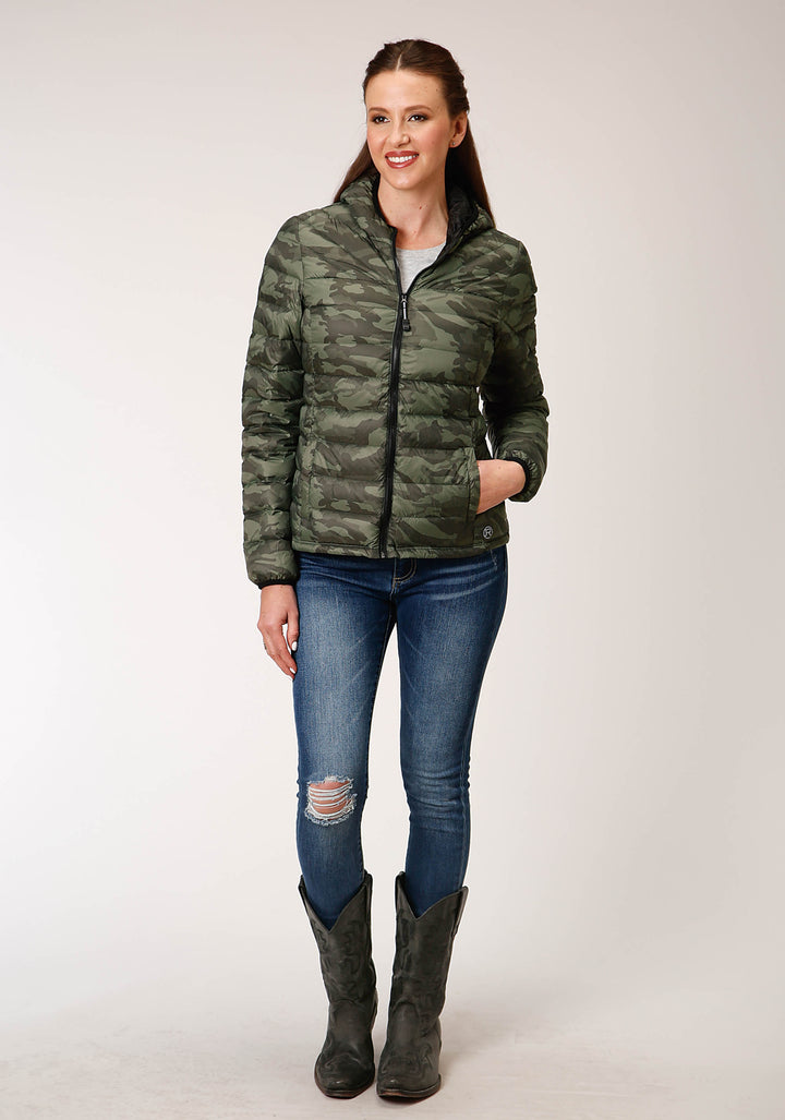 WOMENS PARACHUTE CAMO HOODED DOWN JACKET