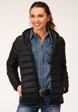WOMENS CRUSHABLE HOODED DOWN JACKET BLACK