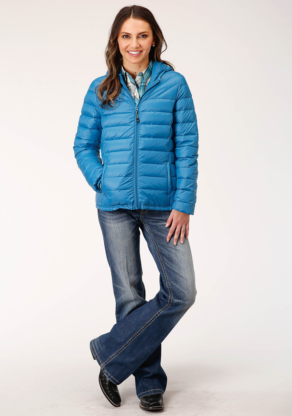 WOMENS CRUSHABLE HOODED DOWN JACKET TEAL