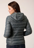 WOMENS SILVER SAGE NYLON DOWN PROOF COATED JACKET