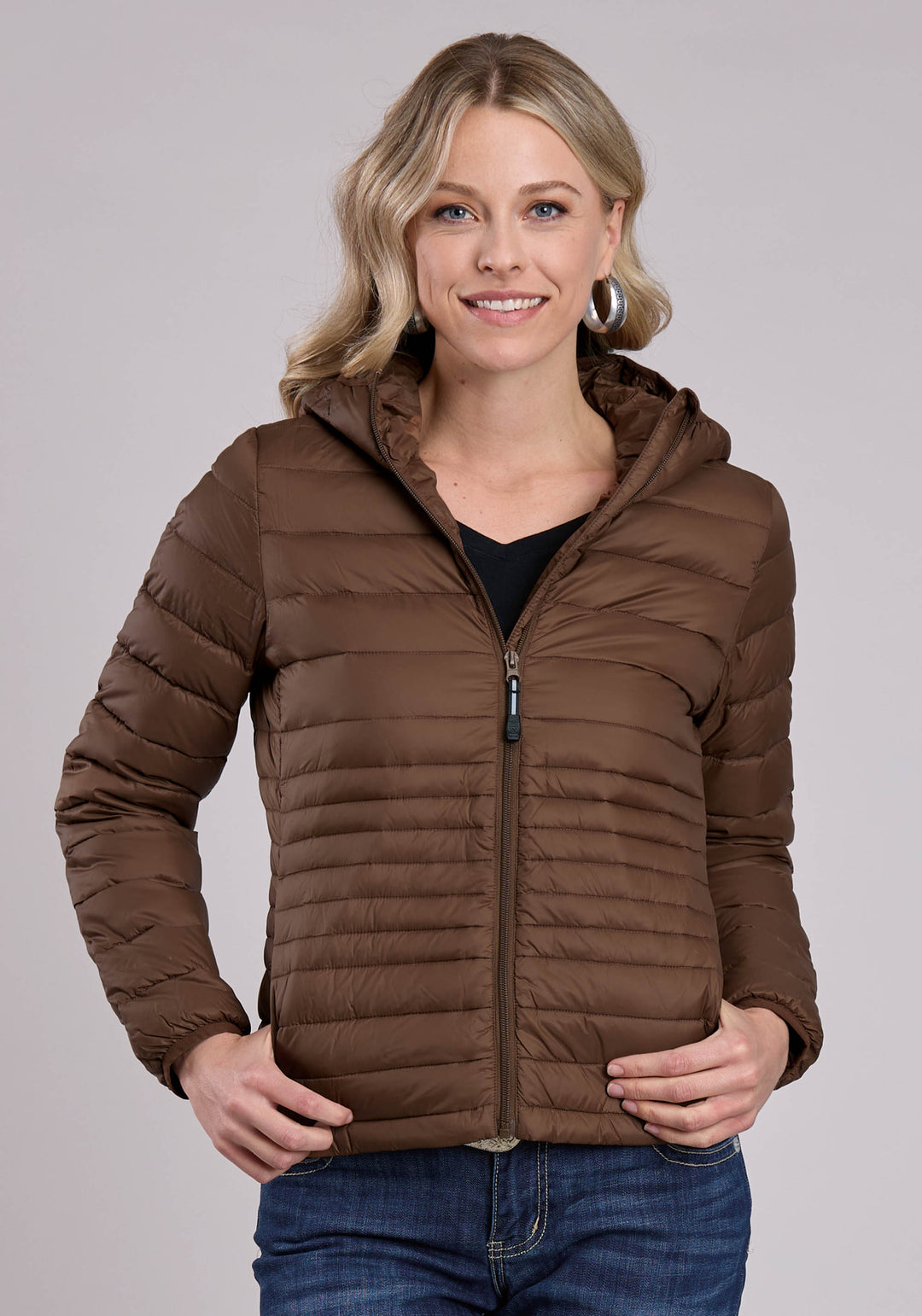 WOMENS JACKET ZIPPER NYLON DOWN PROOF COATED WESTERN JACKET