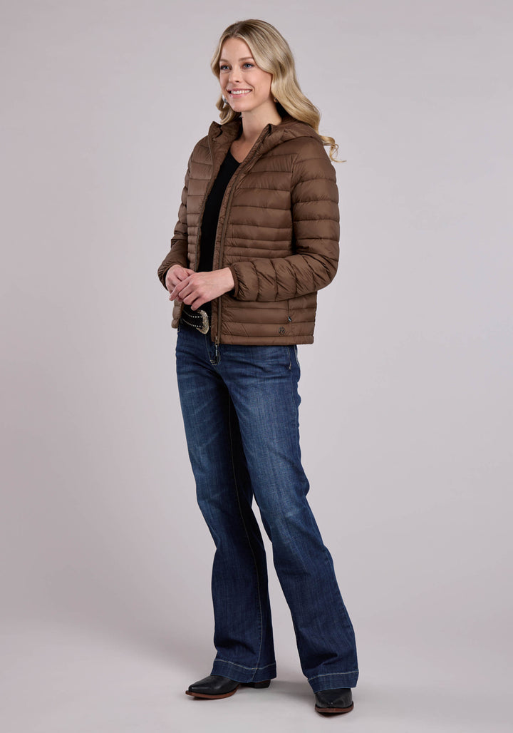 WOMENS JACKET ZIPPER NYLON DOWN PROOF COATED WESTERN JACKET