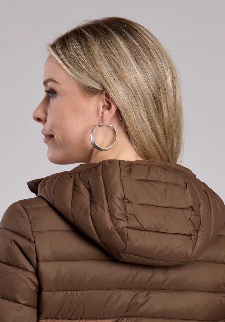 WOMENS JACKET ZIPPER NYLON DOWN PROOF COATED WESTERN JACKET