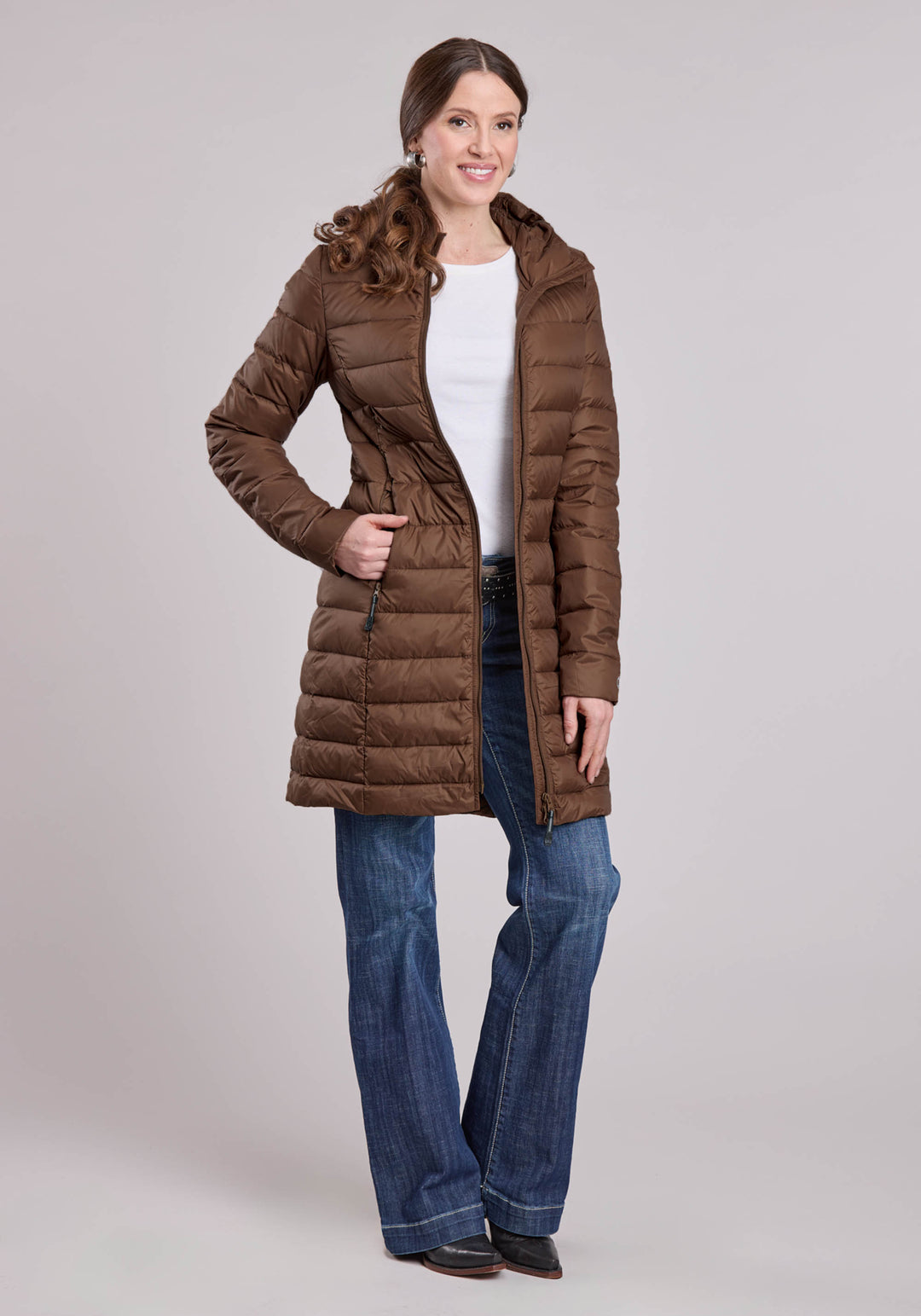 WOMENS JACKET ZIPPER NYLON DOWN PROOF COATED LONG COAT WESTERN JACKET