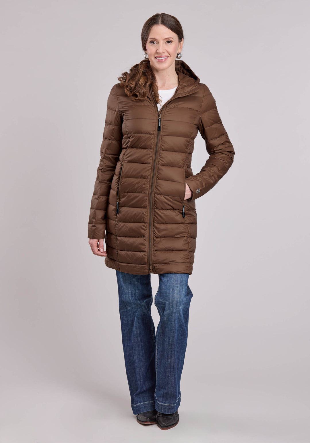 WOMENS JACKET ZIPPER NYLON DOWN PROOF COATED LONG COAT WESTERN JACKET