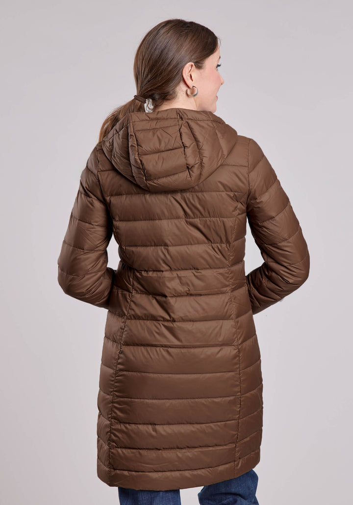 WOMENS JACKET ZIPPER NYLON DOWN PROOF COATED LONG COAT WESTERN JACKET