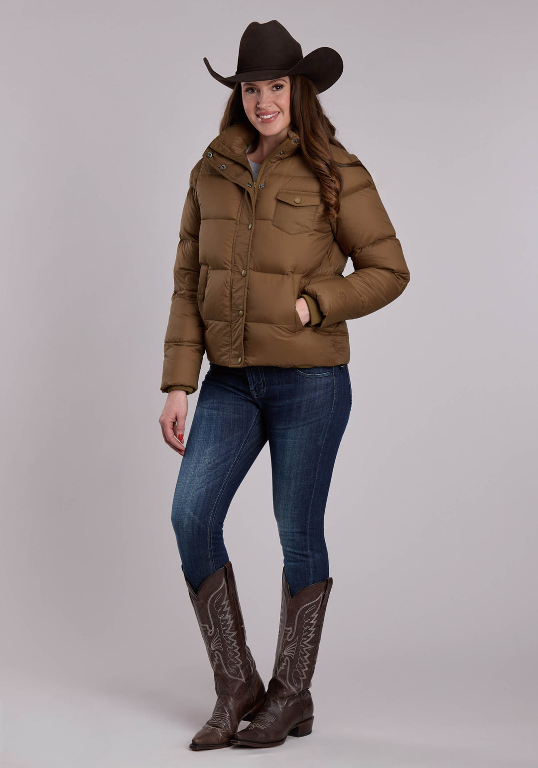 WOMENS ROPER DOWN FILLED WESTERN PUFFY COAT