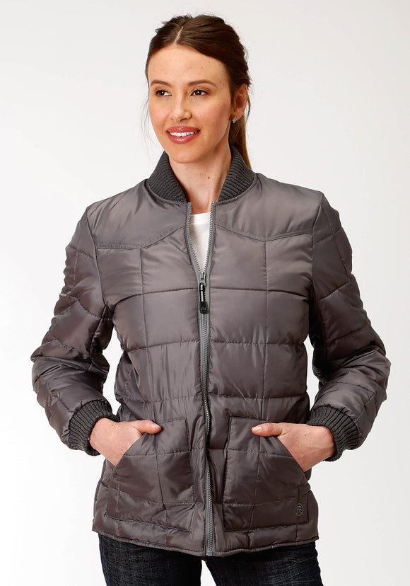 WOMENS GREY POLY-FILLED JACKET