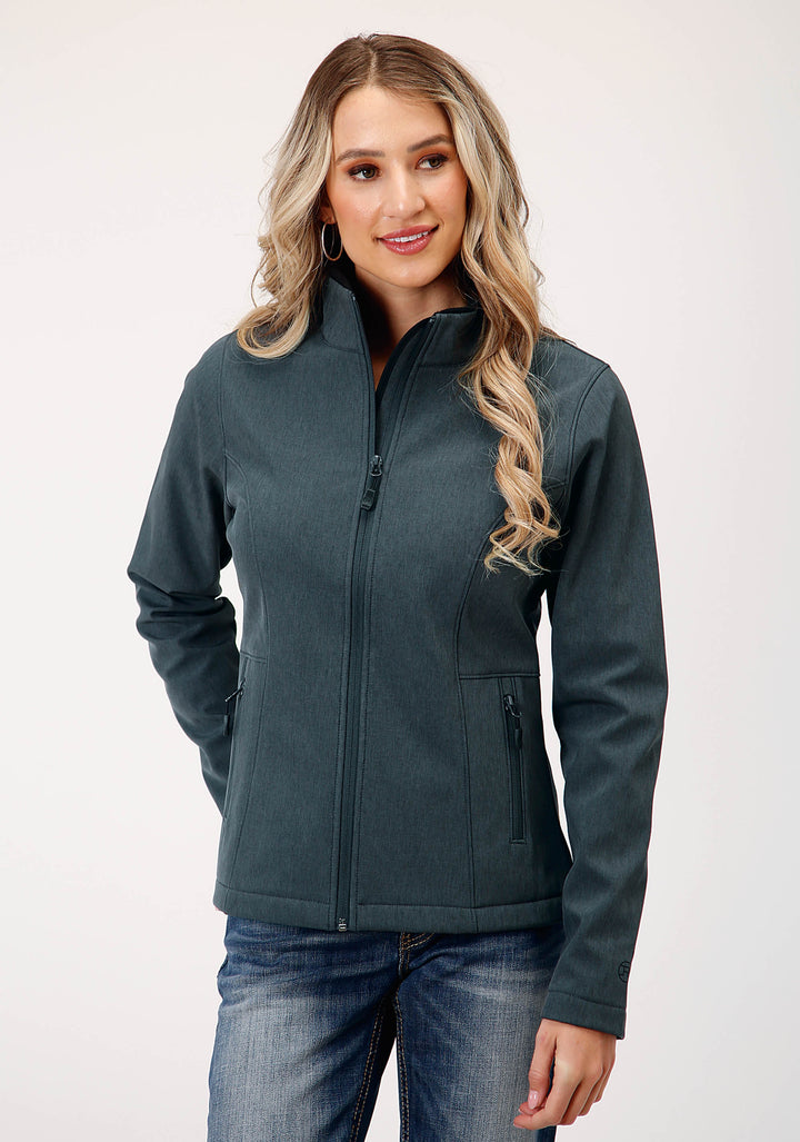 WOMENS HEATHER GREY SOFT SHELL TECH JACKET