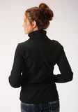 WOMENS BLACK SOFTSHELL WITH BLACK LINING ZIP FRONT JACKET