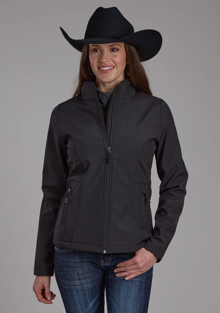 WOMENS CHARCOAL HEATHER WITH BLACK FLEECE ZIPPER JACKET