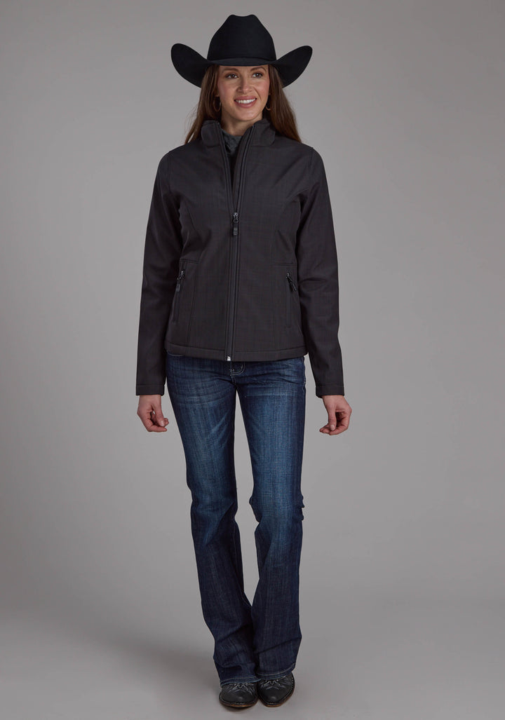 WOMENS CHARCOAL HEATHER WITH BLACK FLEECE ZIPPER JACKET
