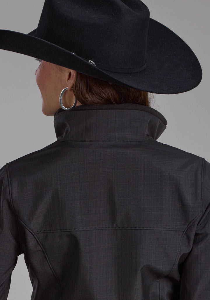 WOMENS CHARCOAL HEATHER WITH BLACK FLEECE ZIPPER JACKET