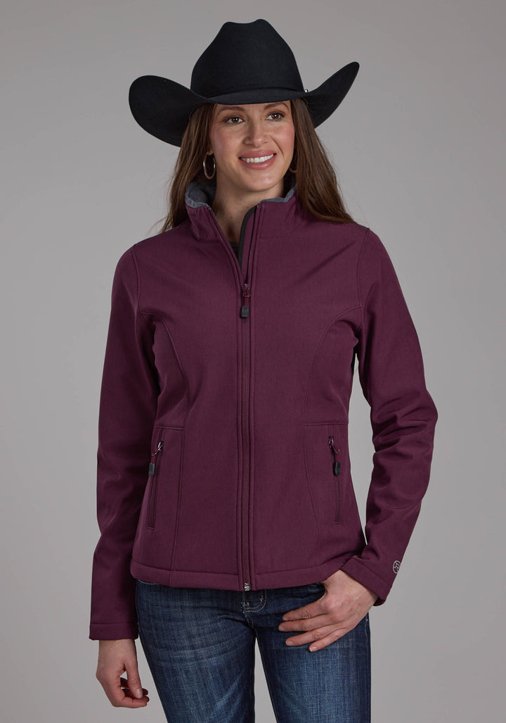 WOMENS WINE HEATHER WITH GRAY FLEECE ZIPPER JACKET