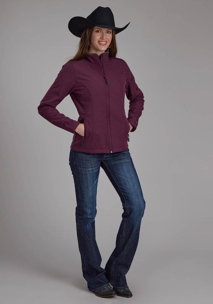 WOMENS WINE HEATHER WITH GRAY FLEECE ZIPPER JACKET