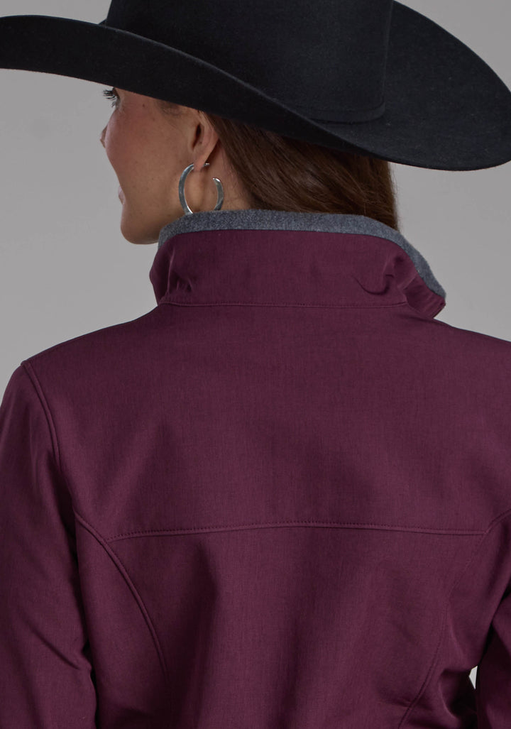 WOMENS WINE HEATHER WITH GRAY FLEECE ZIPPER JACKET