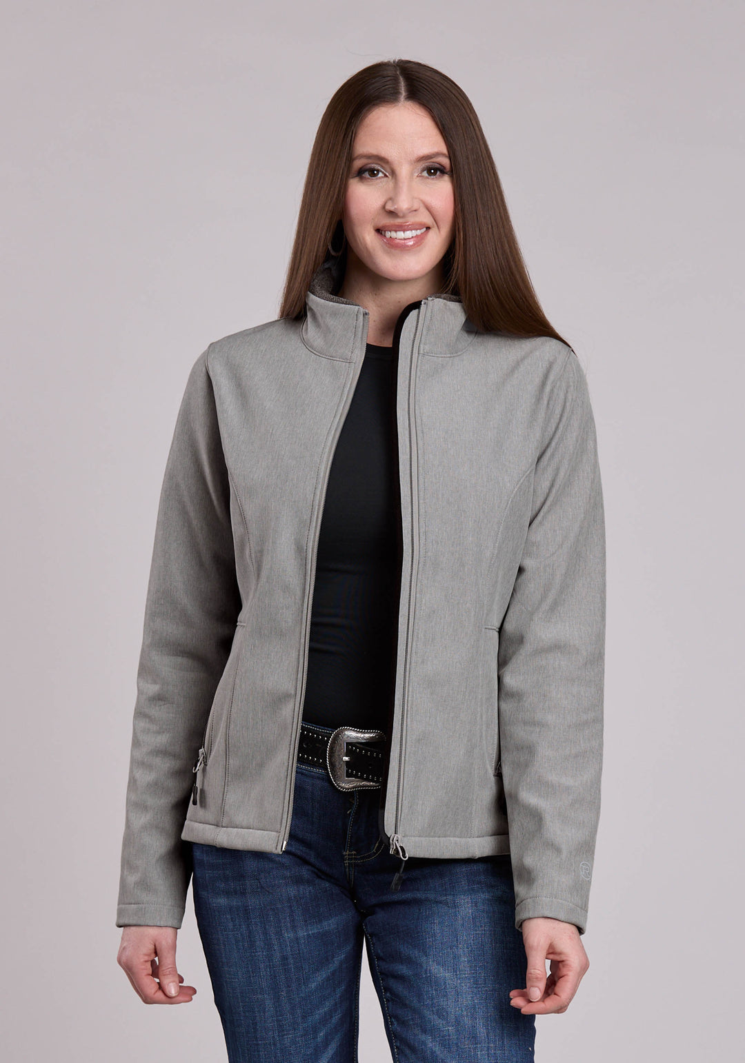 WOMENS JACKET ZIPPER CREAM GREY STRIPE WESTERN JACKET