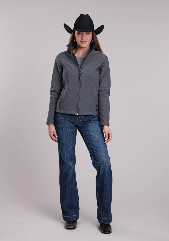 WOMENS ROPER TEXTURED CHARCOAL SOFTSHELL WESTERN JACKET