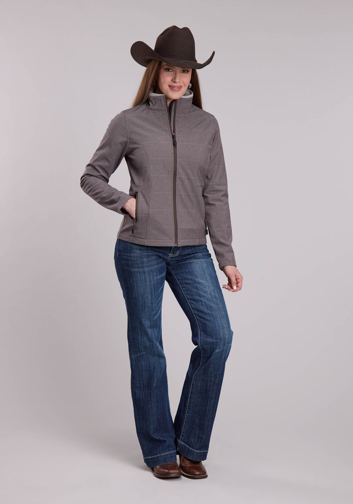 WOMENS ROPER COFFEE STRIPE SOFTSHELL WESTERN JACKET