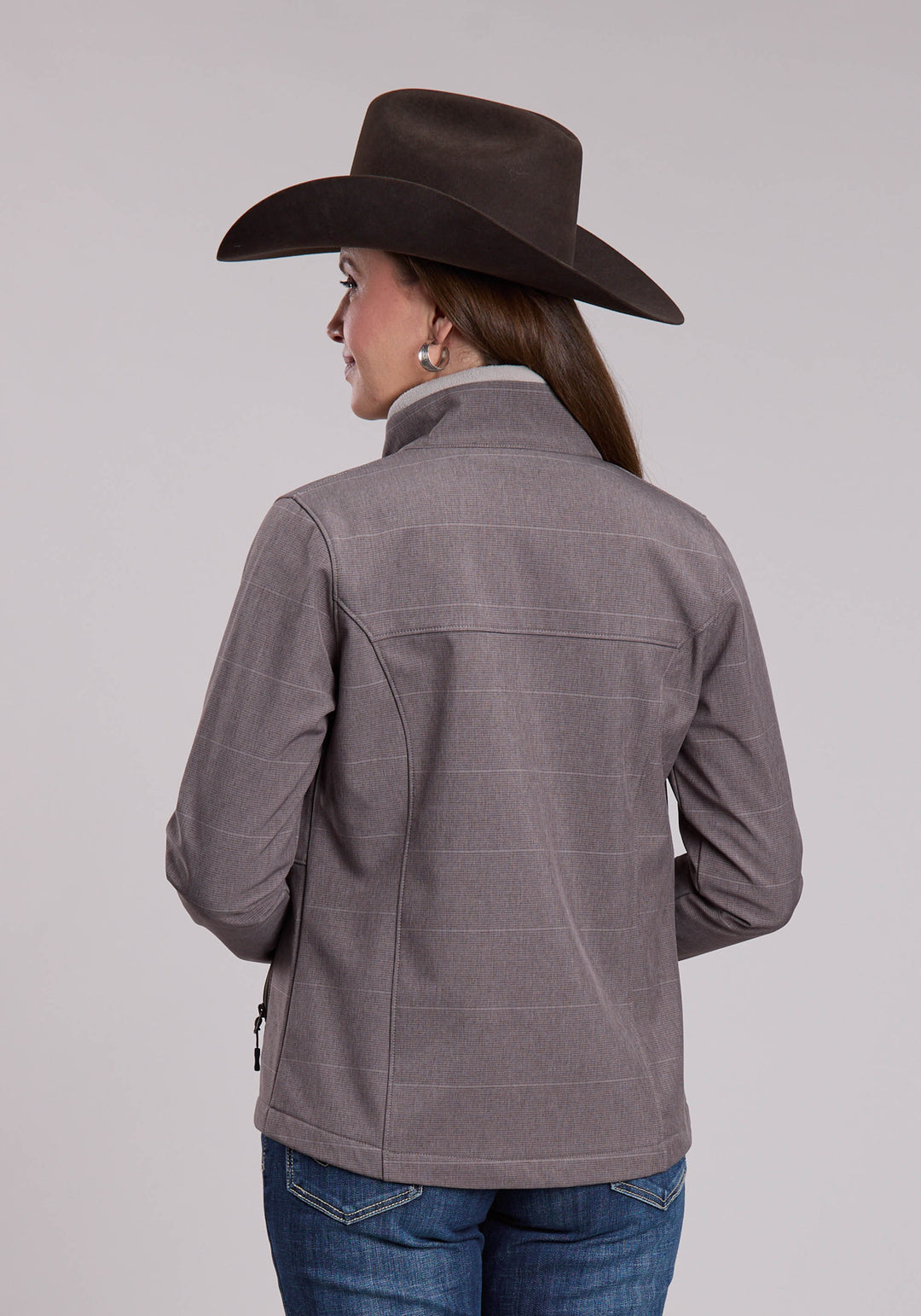 WOMENS ROPER COFFEE STRIPE SOFTSHELL WESTERN JACKET