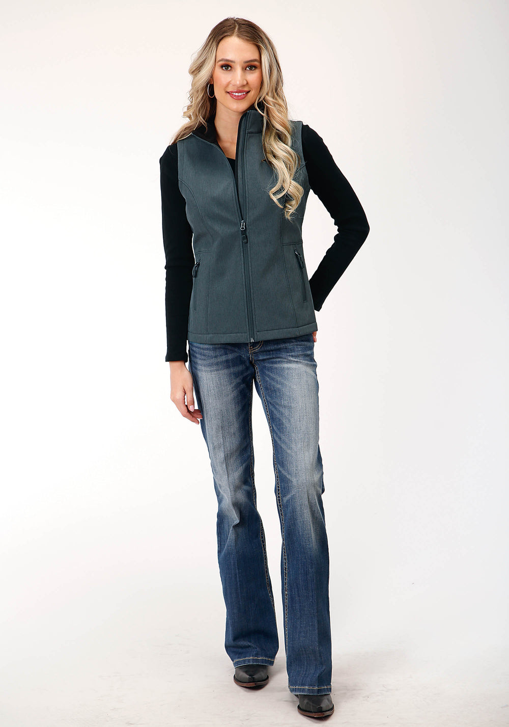 WOMENS TECH  HEATHER GREY SOFT SHELL VEST