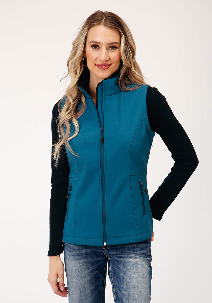 WOMENS TECH  DEEP TEAL GRID SOFT SHELL VEST