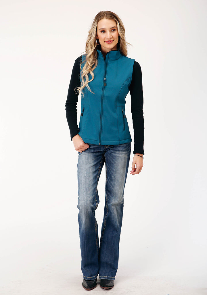 WOMENS TECH  DEEP TEAL GRID SOFT SHELL VEST