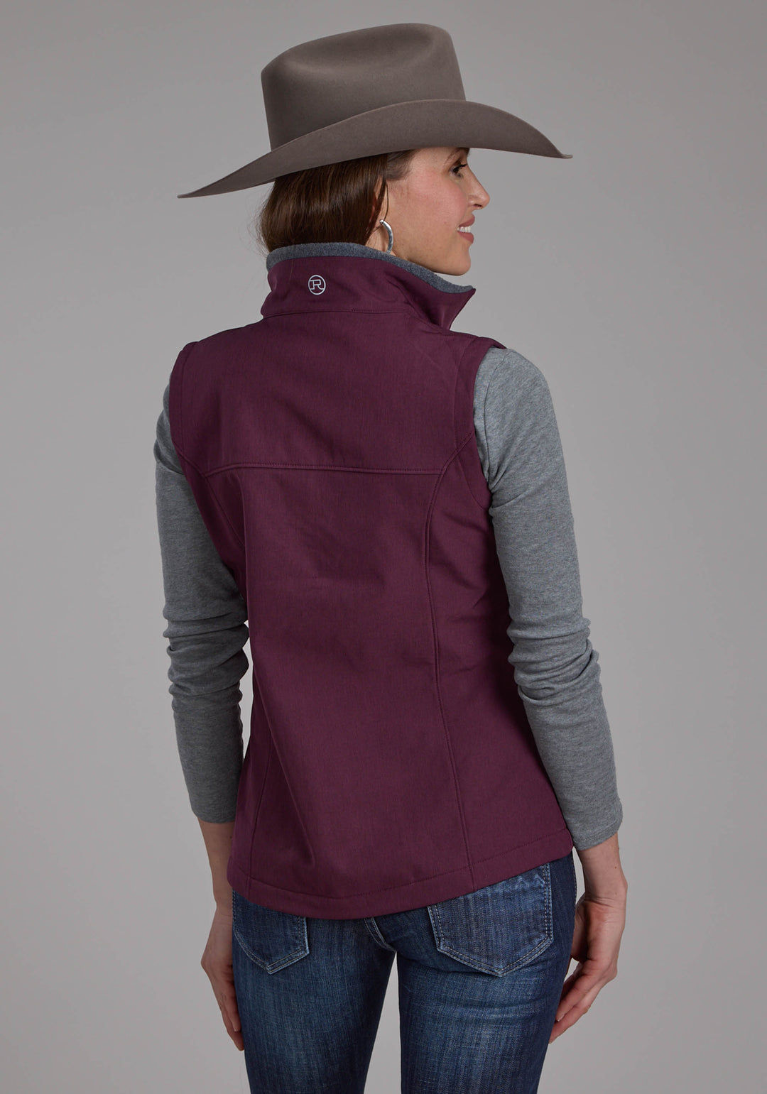 WOMENS WINE HEATHER WITH GRAY FLEECE ZIPPER VEST